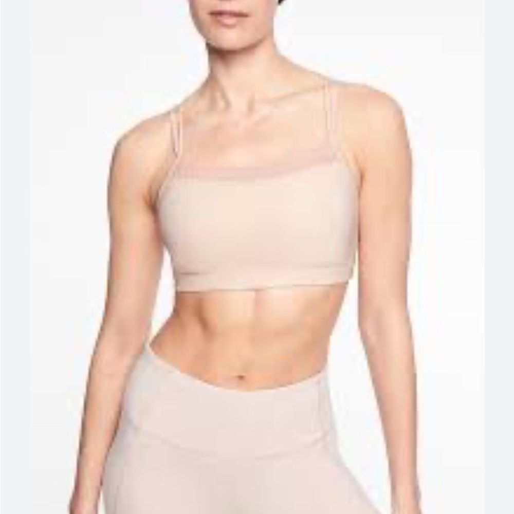Athleta Nude Beige Strappy Sports Bra